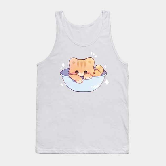 Kitty in a Bowl Tank Top by Cremechii